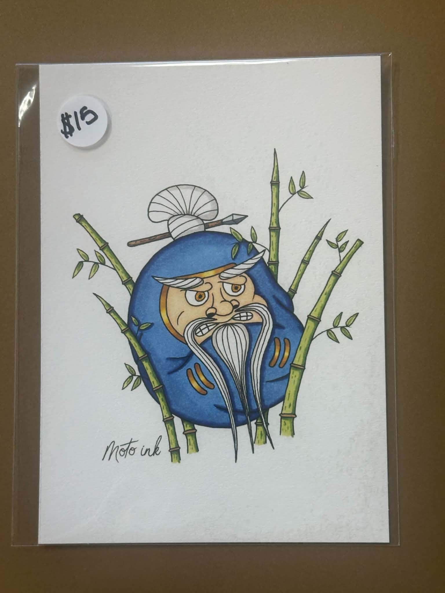 Moto Ink Daruma Doll Blue 5x7